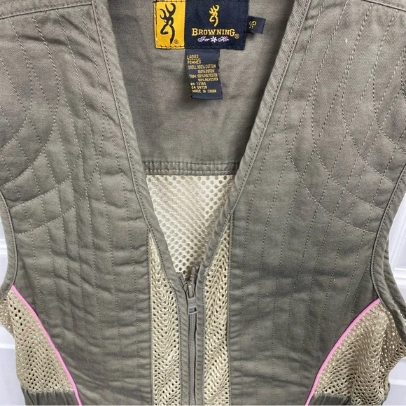Browning For Her Reactar Shooting Vest Mesh Hunting Brown Pink Adjustable Small - Picture 3 of 7